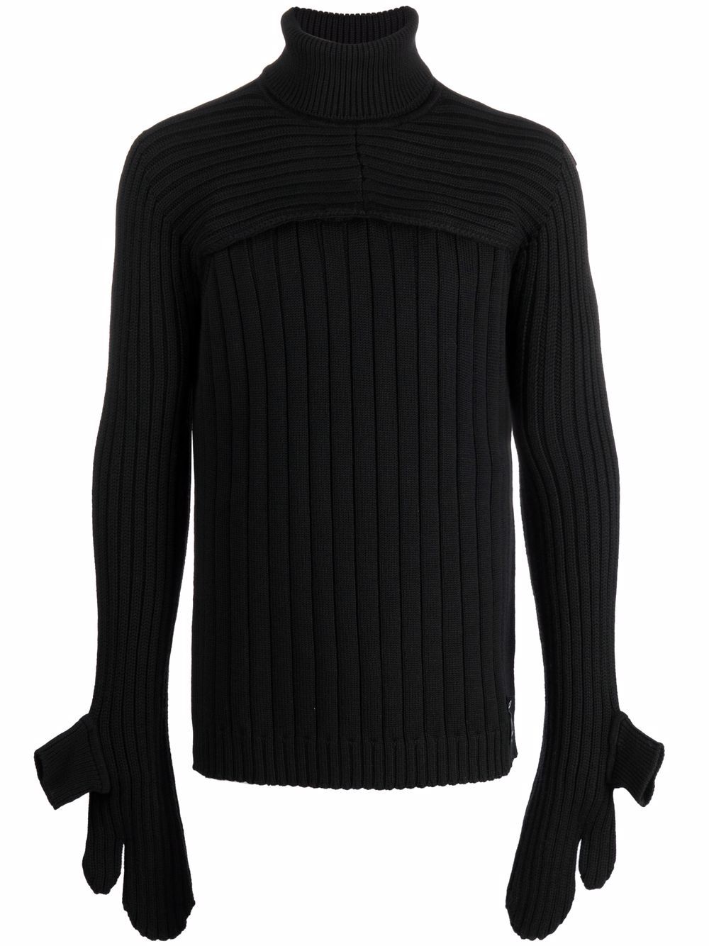 Convertible roll-neck jumper - Black