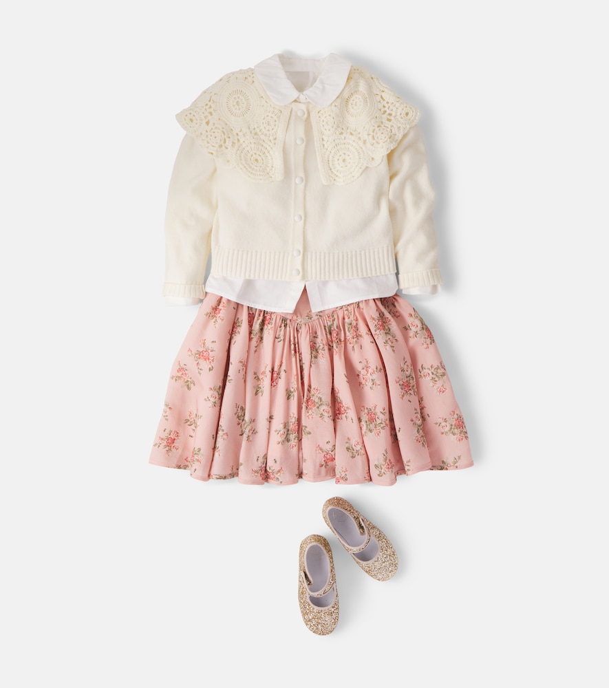 Crochet-trimmed cotton-blend cardigan