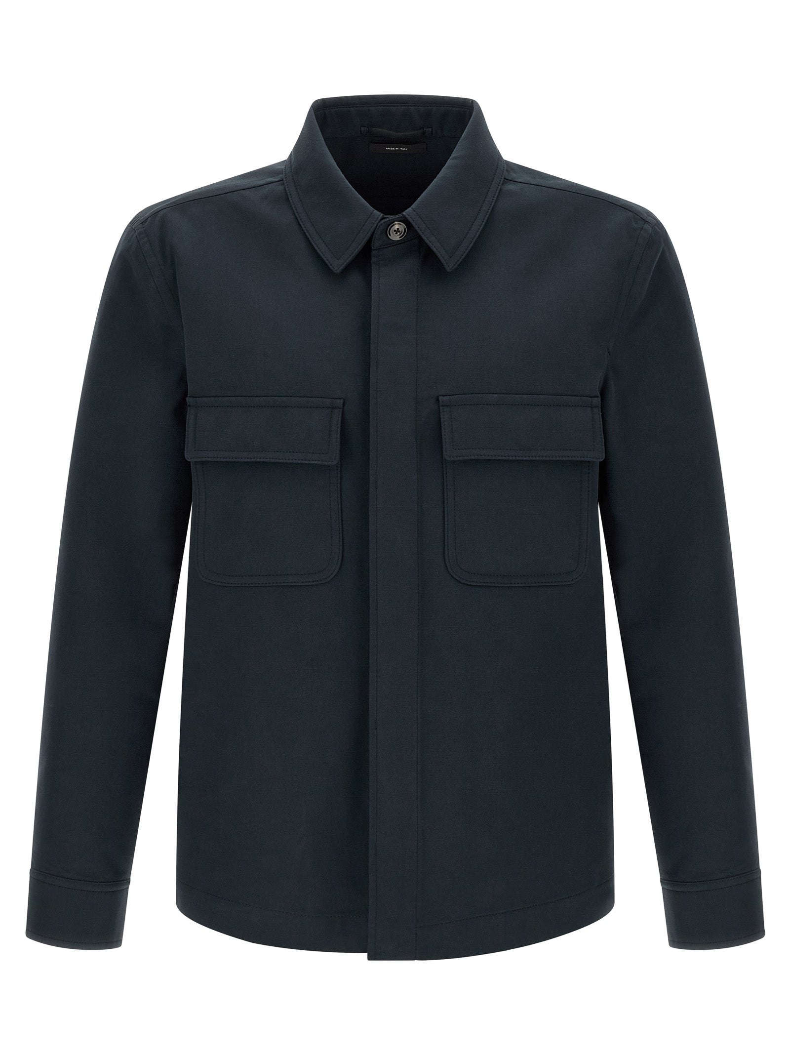 Heavy Cotton Twill Overshirt — Blue