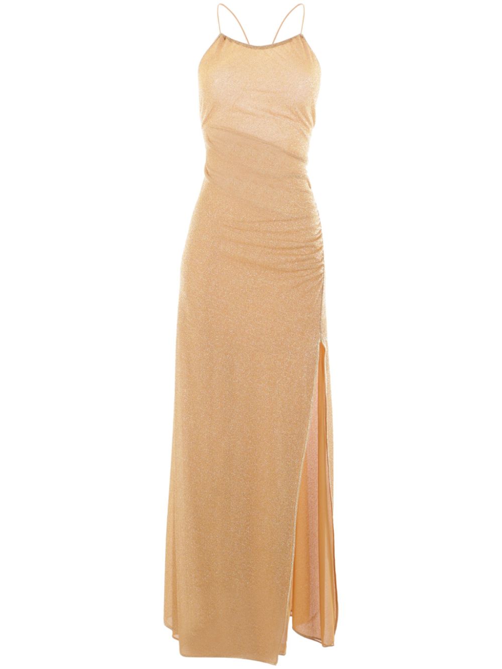 Semi-sheer metallic-threading dress - Gold