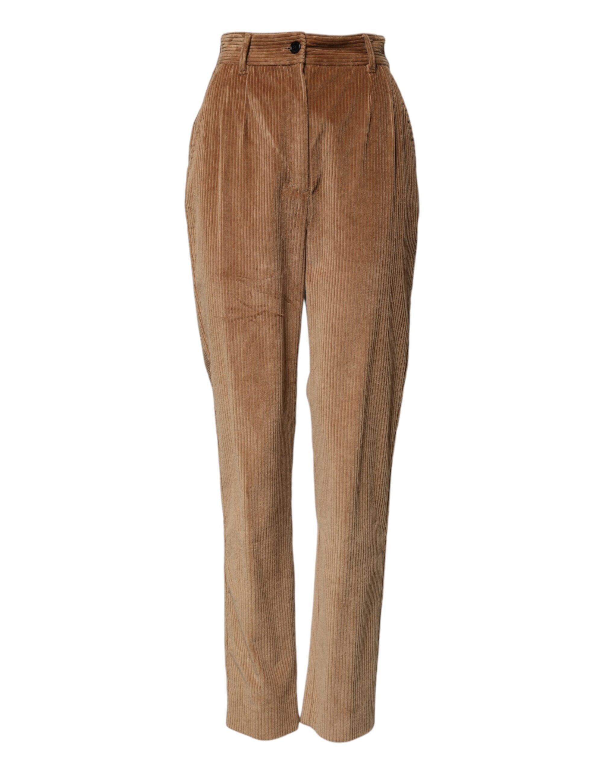 Cotton Corduroy Tapered Trousers — Brown