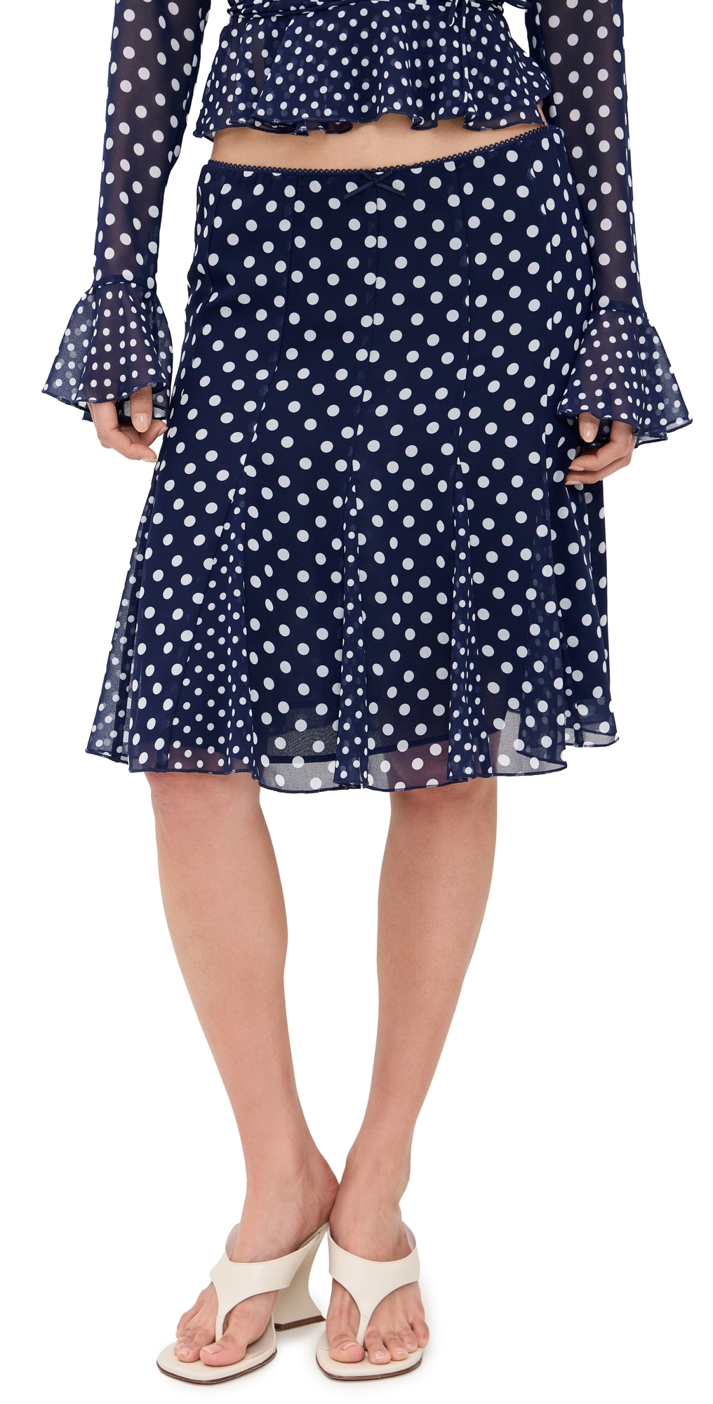 Mixed Godet Paloma Skirt Navy Dot