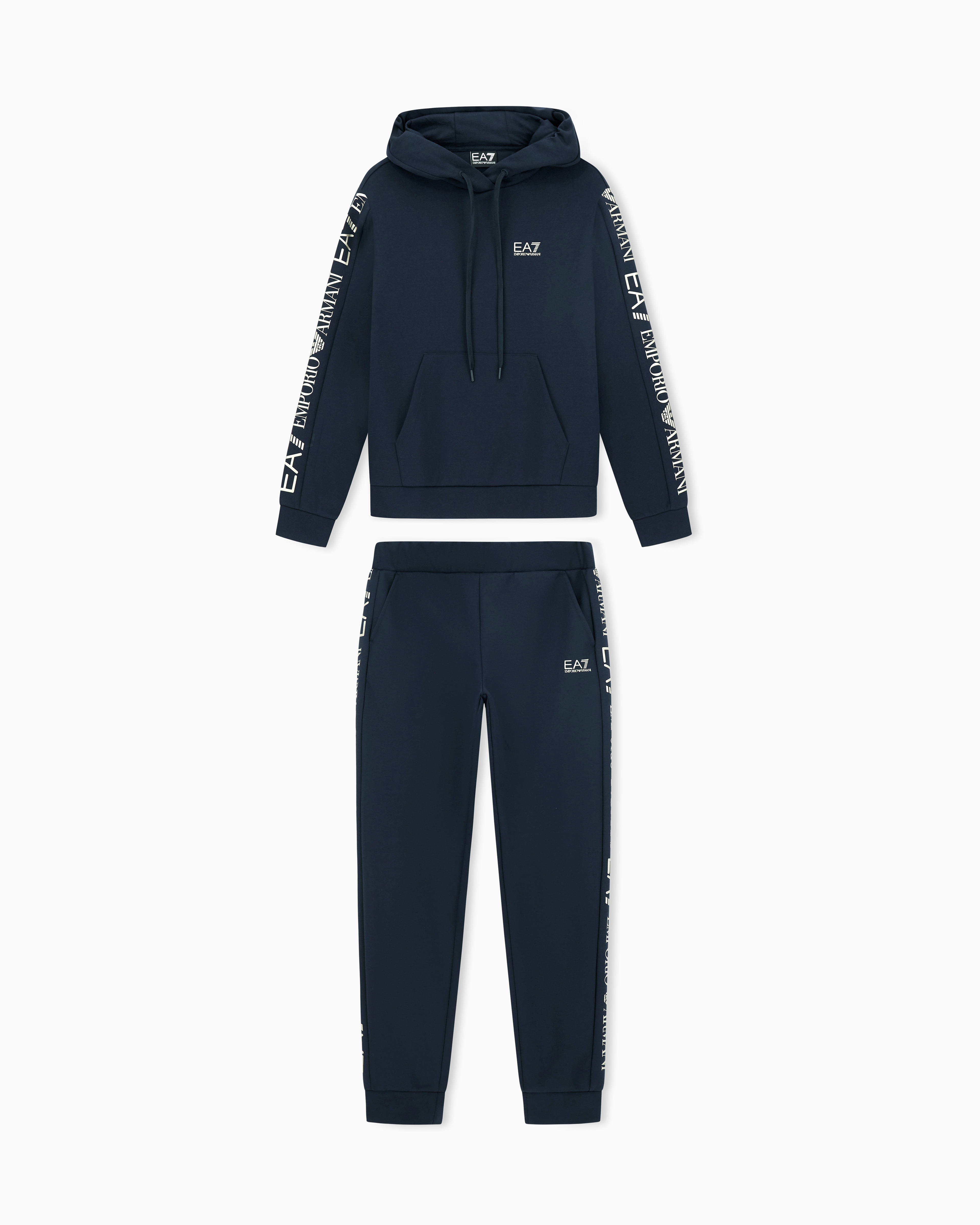 Cotton suit tracksuit with a hood and logo tape Tracksuit