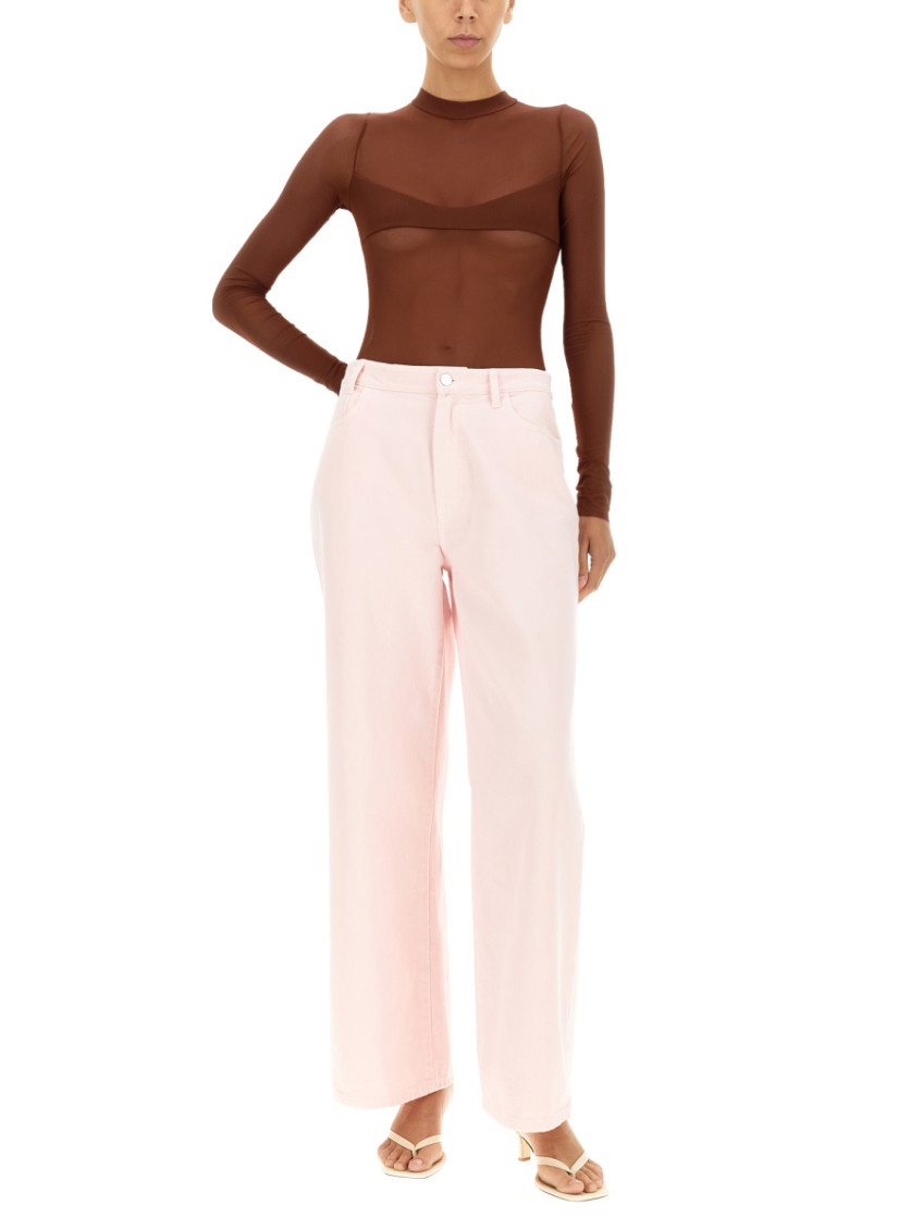 Brown Solid Mock Collar Top