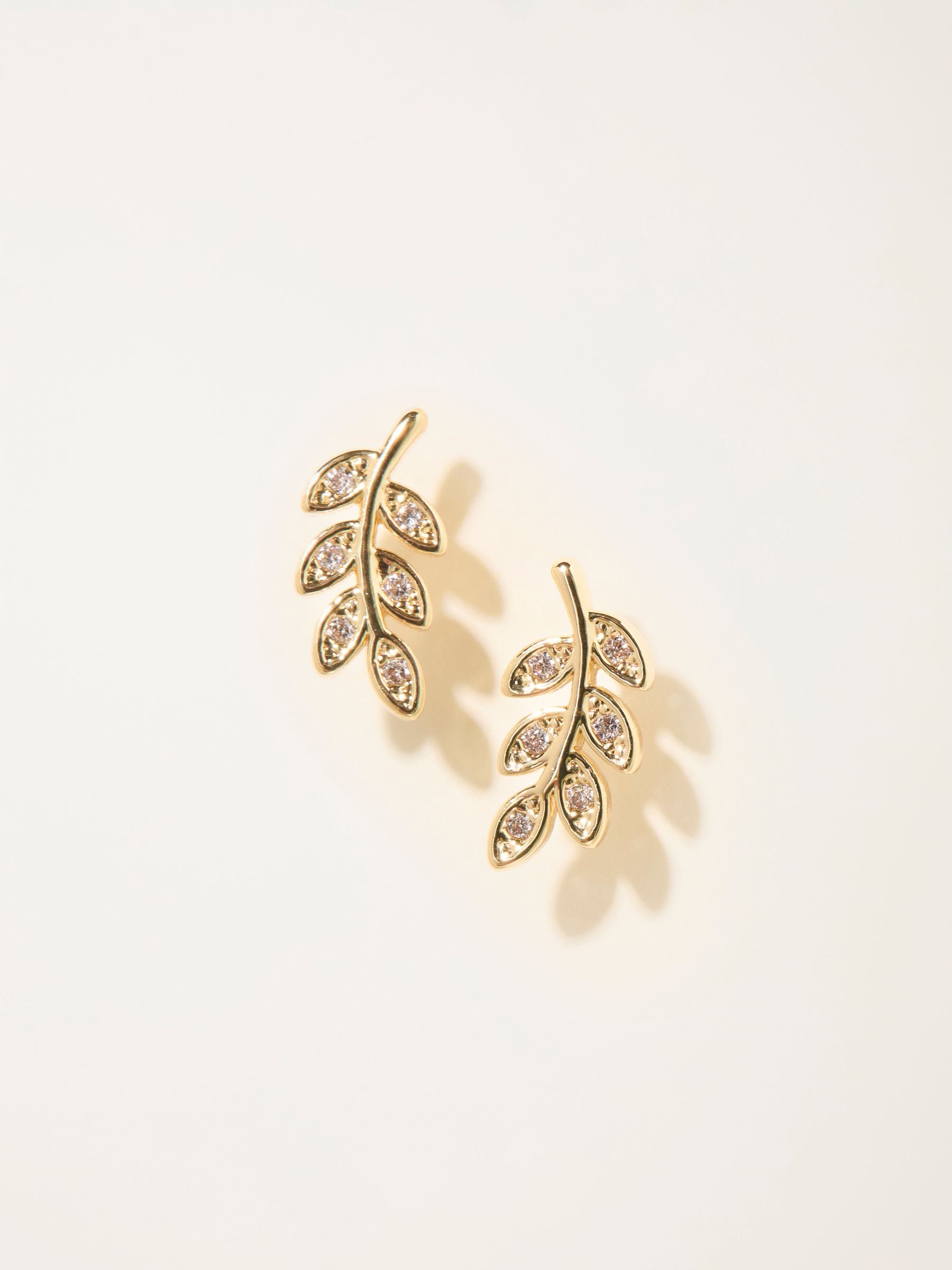 FatFace Gold Tone Leaf Stud Earrings