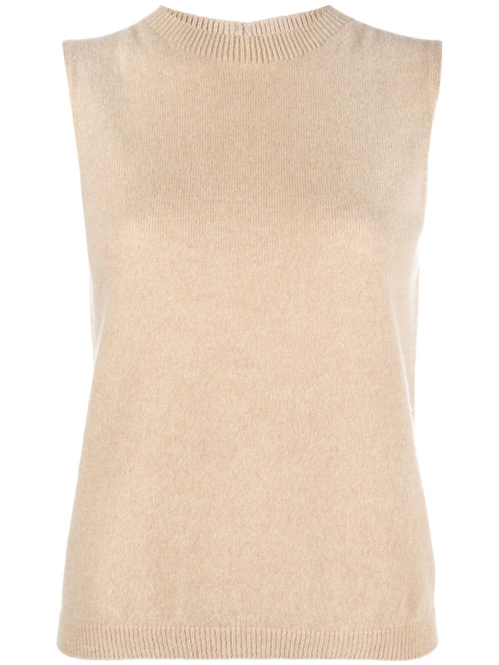 Vanisè round neck sleeveless cashmere sweater - Neutrals