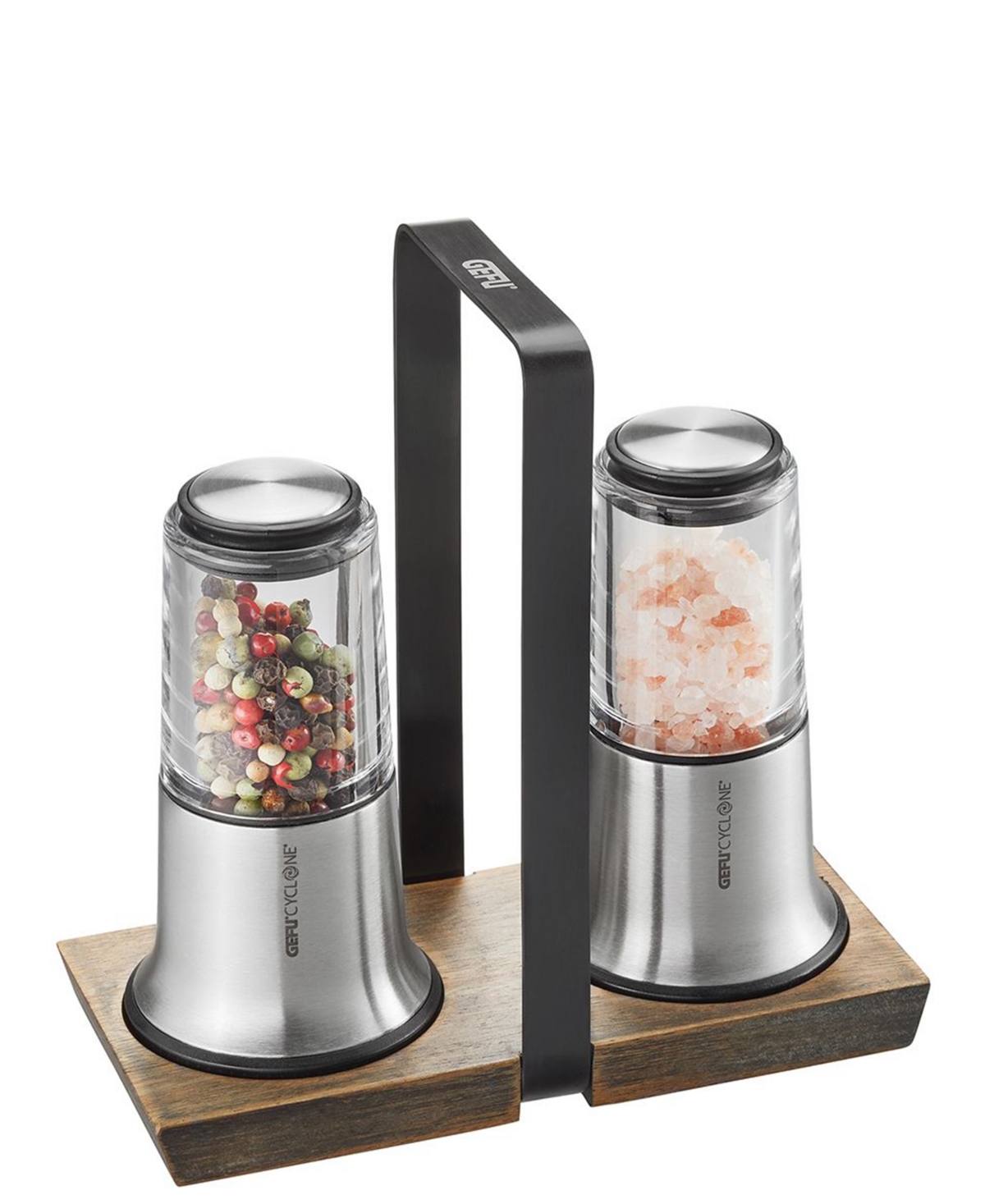Stainless Steel With Ceramic Grinder Satin Finish Small Salt and Pepper Mill Set - Silver