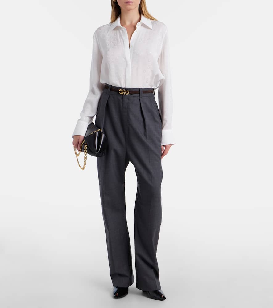 Gancini silk crêpe shirt