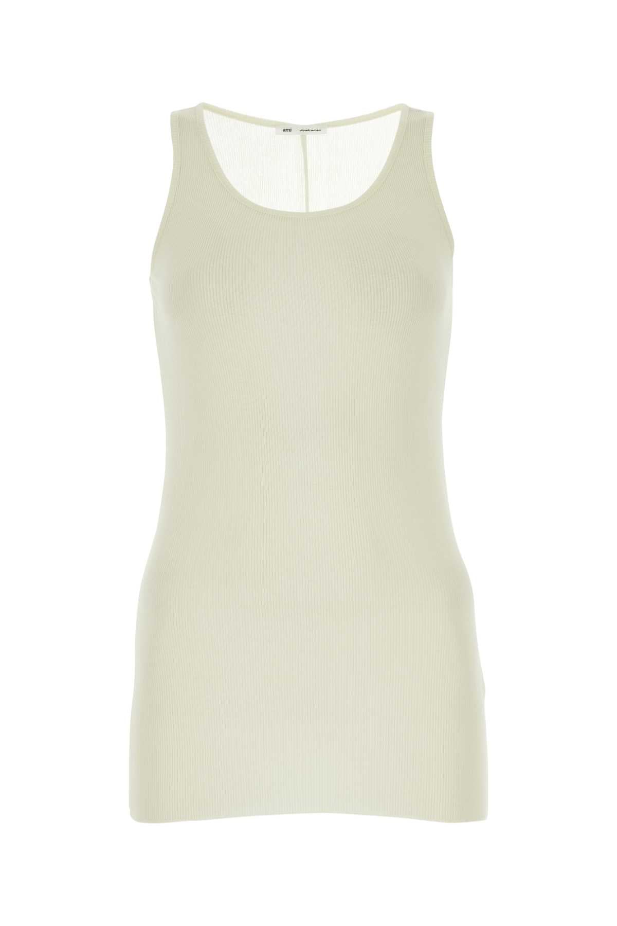 Ribbed Viscose Blend Tank Top — White