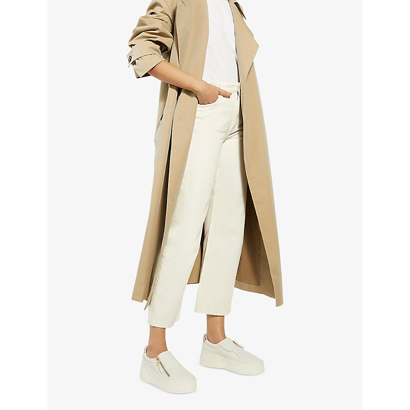 Womens White-leather Episodic Zip-embellished Flatform Leather Trainers