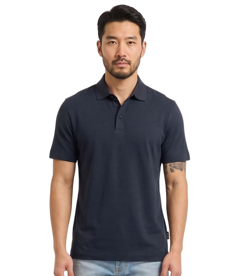 Navy Blue Solid Polos