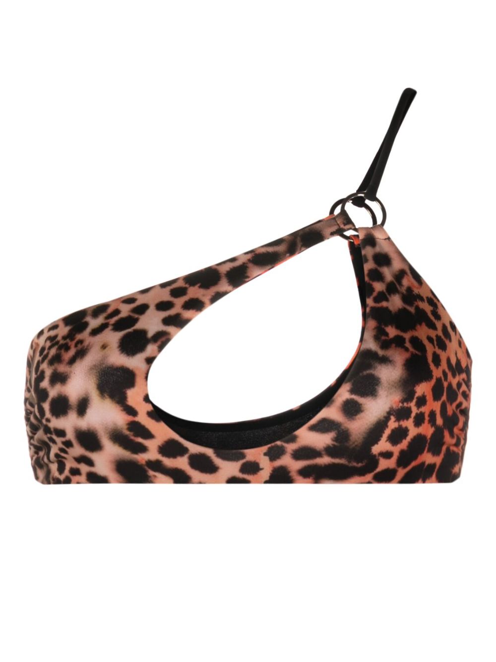 Leopard-print single-shoulder bikini top - Orange