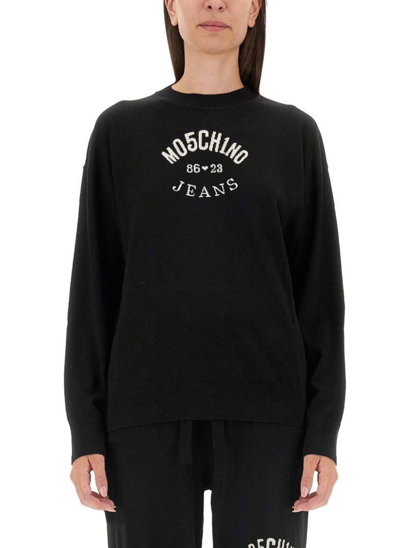 Moschino - knit logo crew neck oversize sweater