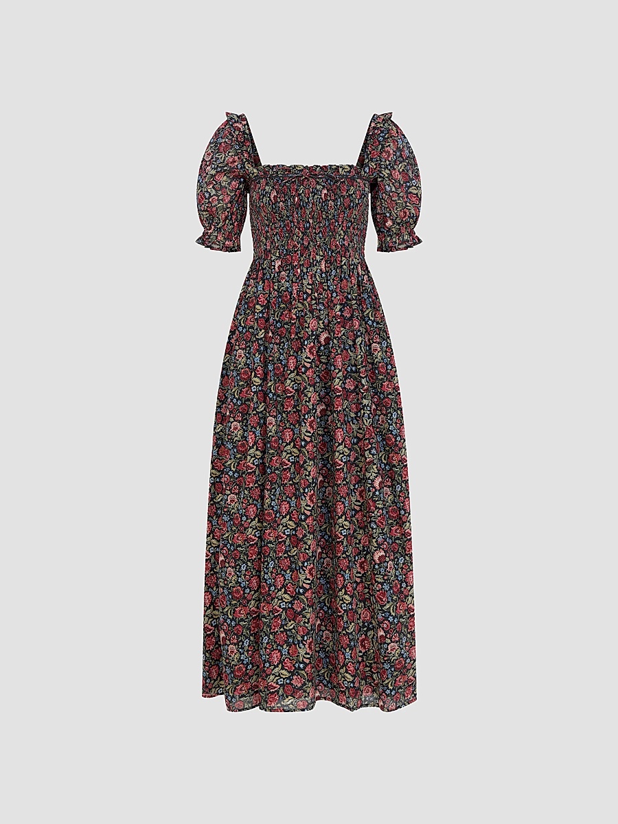 Women's The Scarlett Midi Nap Dress - Jacobean Sprig
