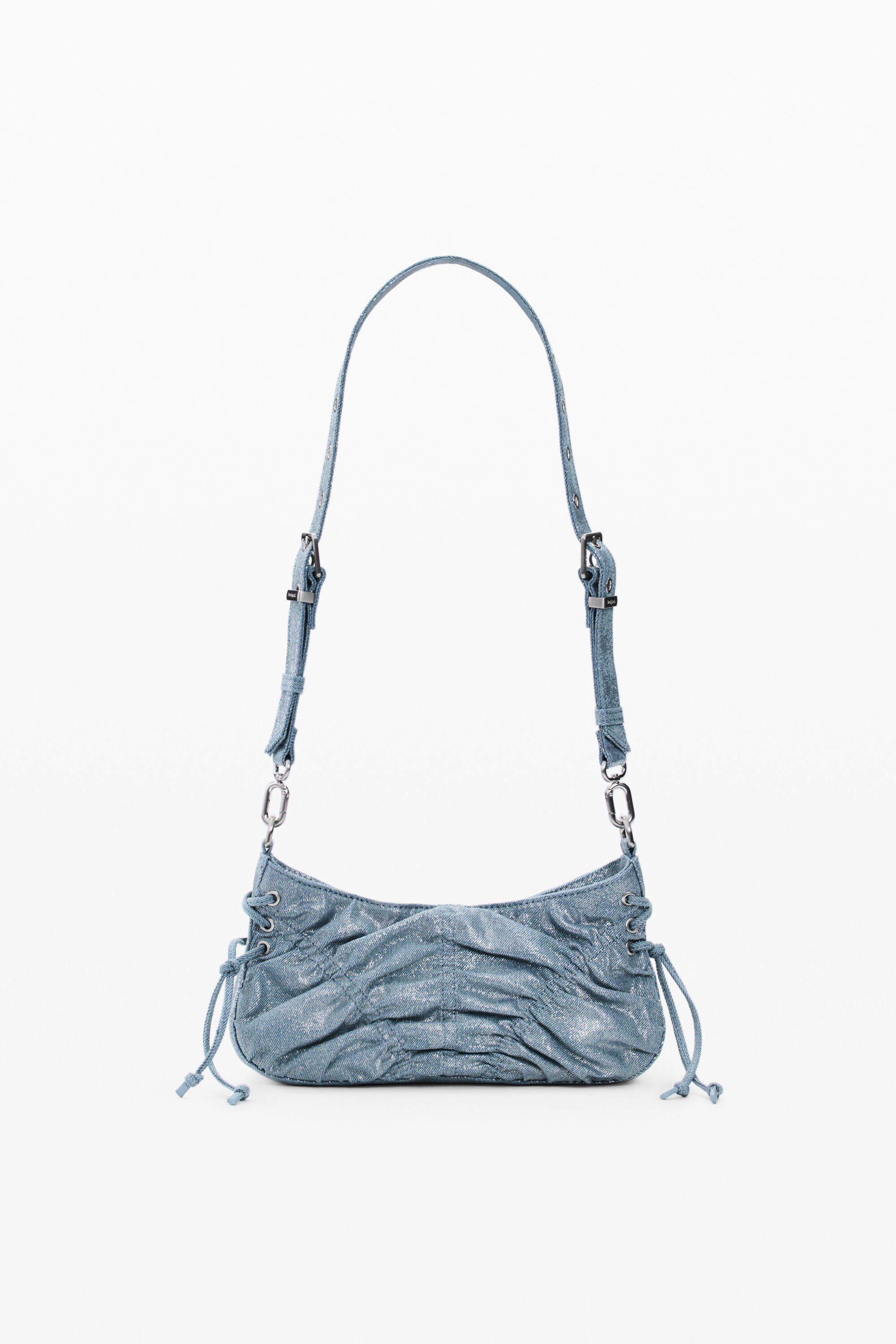 Small ruched denim bag