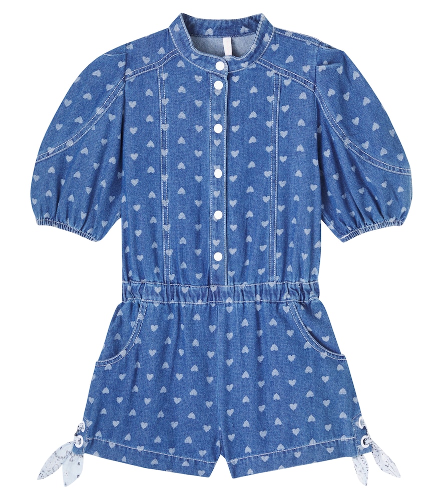 Printed denim playsuit