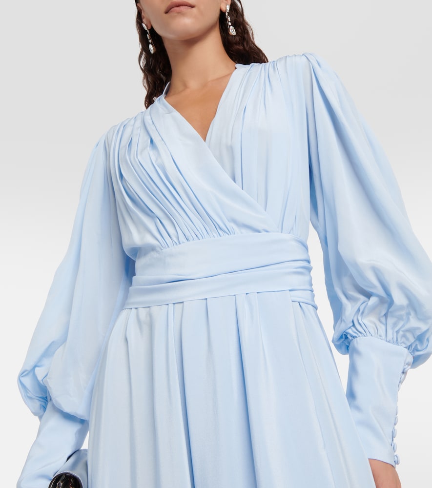 Draped silk midi dress