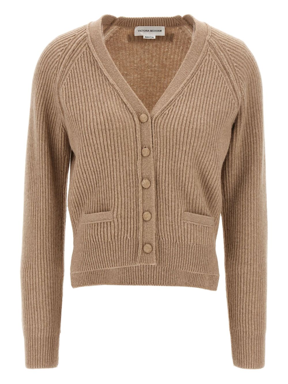 Stepped-hem ribbed cardigan - Neutrals