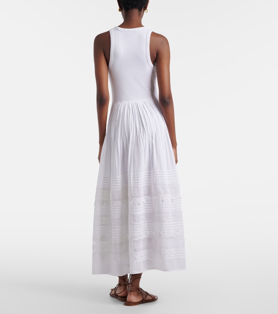 Lace-trimmed cotton-blend maxi dress