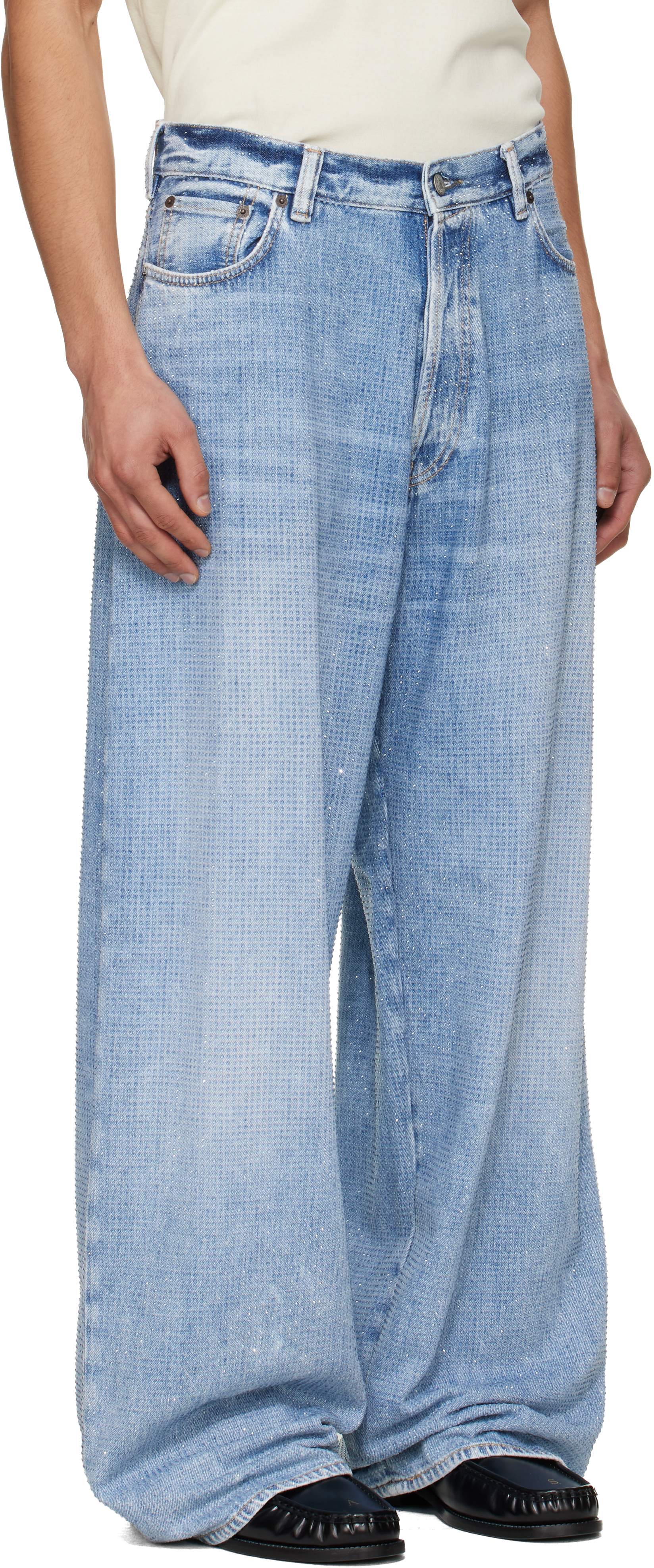 Blue Loose Rhinestone 2023 Jeans