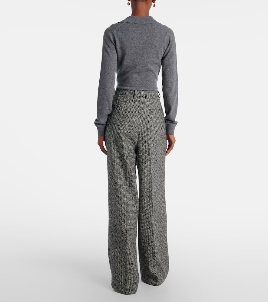 Pleated wool-blend wide-leg pants