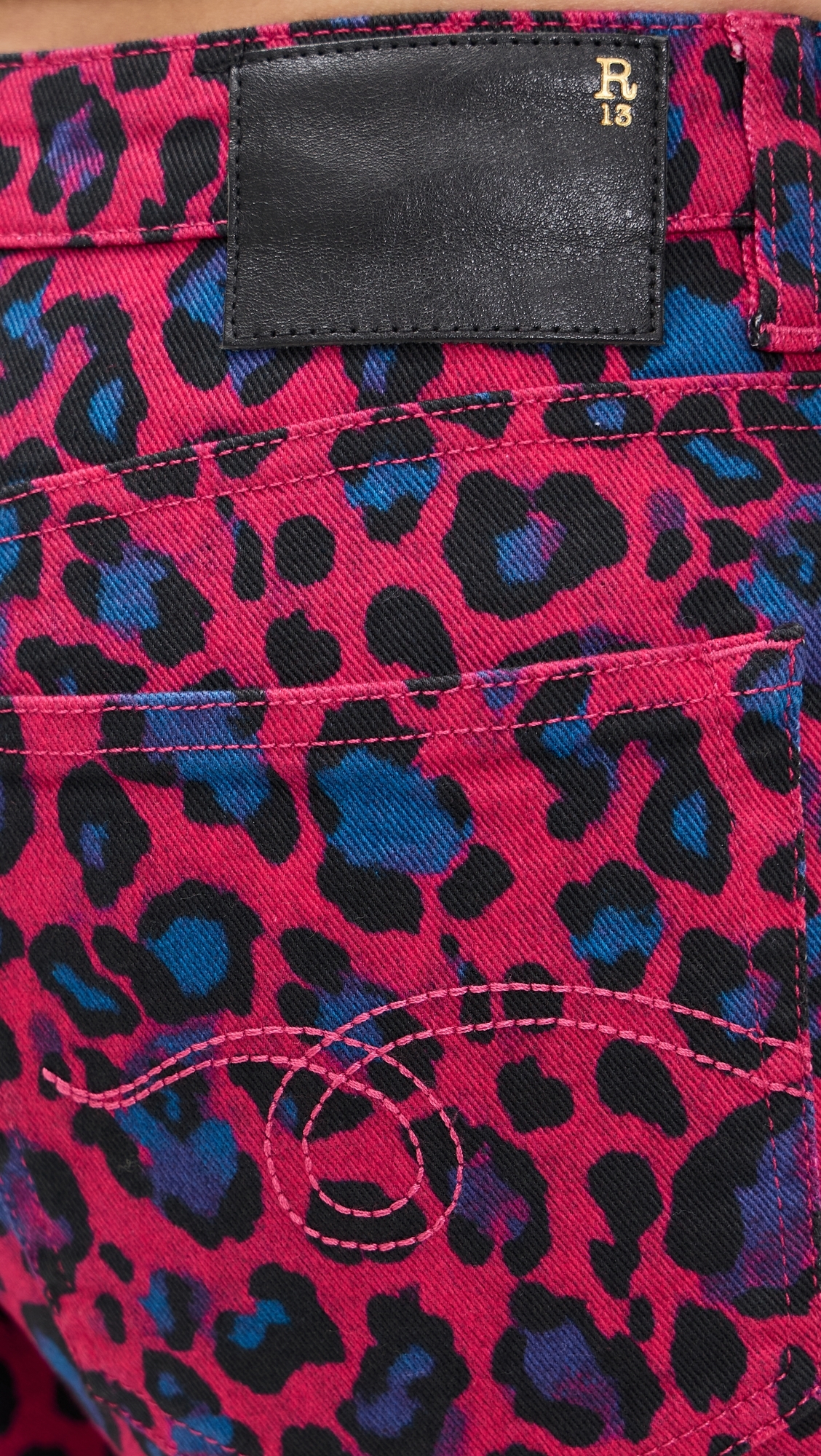 Pink Leopard Straight Jeans Fuchsia Leopard