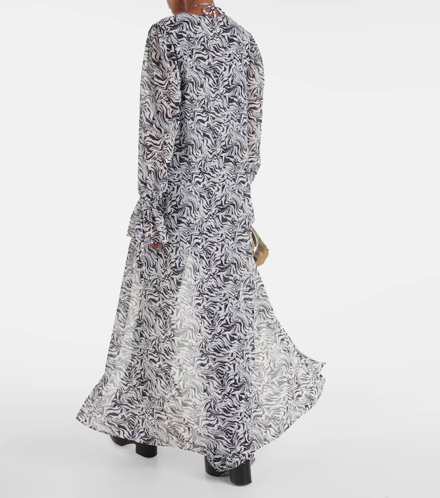 Zebra-print chiffon beach cover-up