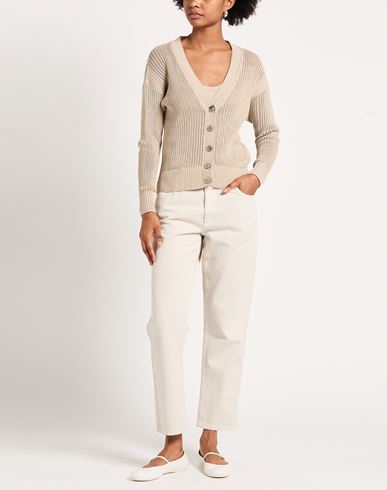Woman Cardigan Beige Size 4 Cotton