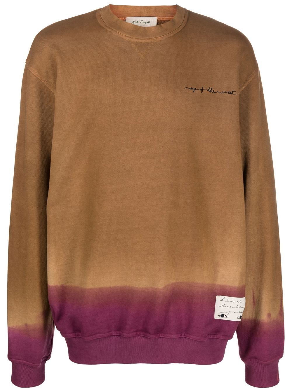 Logo-embroidered tie-dye sweatshirt - Brown
