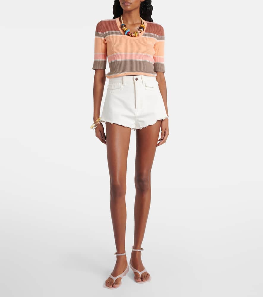 Chloé Striped ribbed-knit cotton top