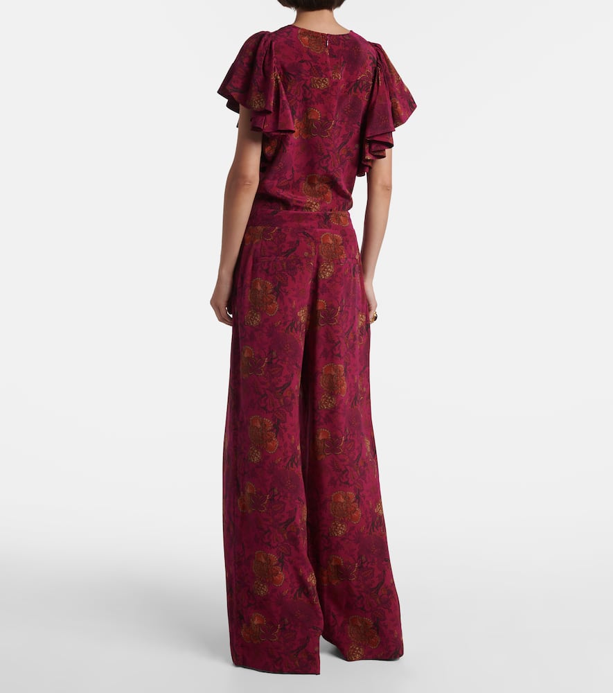 Aviva silk crêpe de chine wide-leg pants