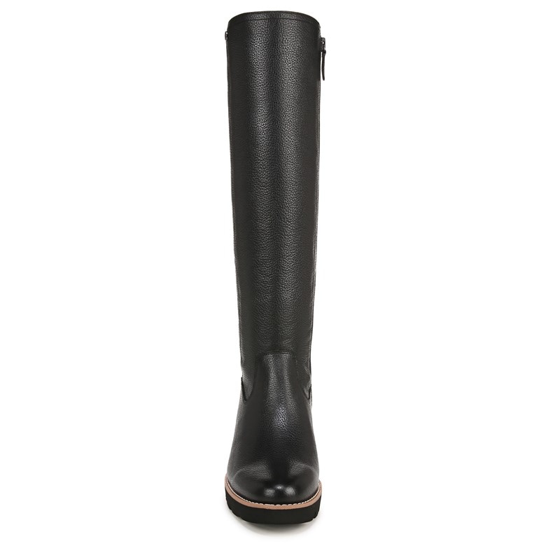 Women's Ashland Knee High Wide Calf Wedge Boots (Black Leather)