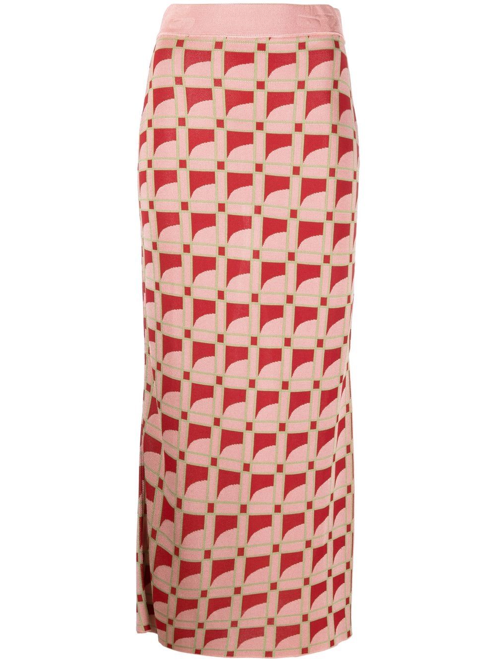 Long jacquard pencil skirt - Pink