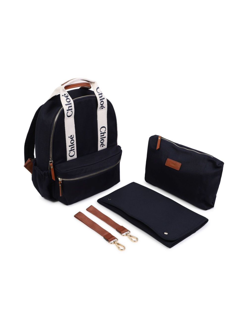 Logo-strap changing bag - Blue