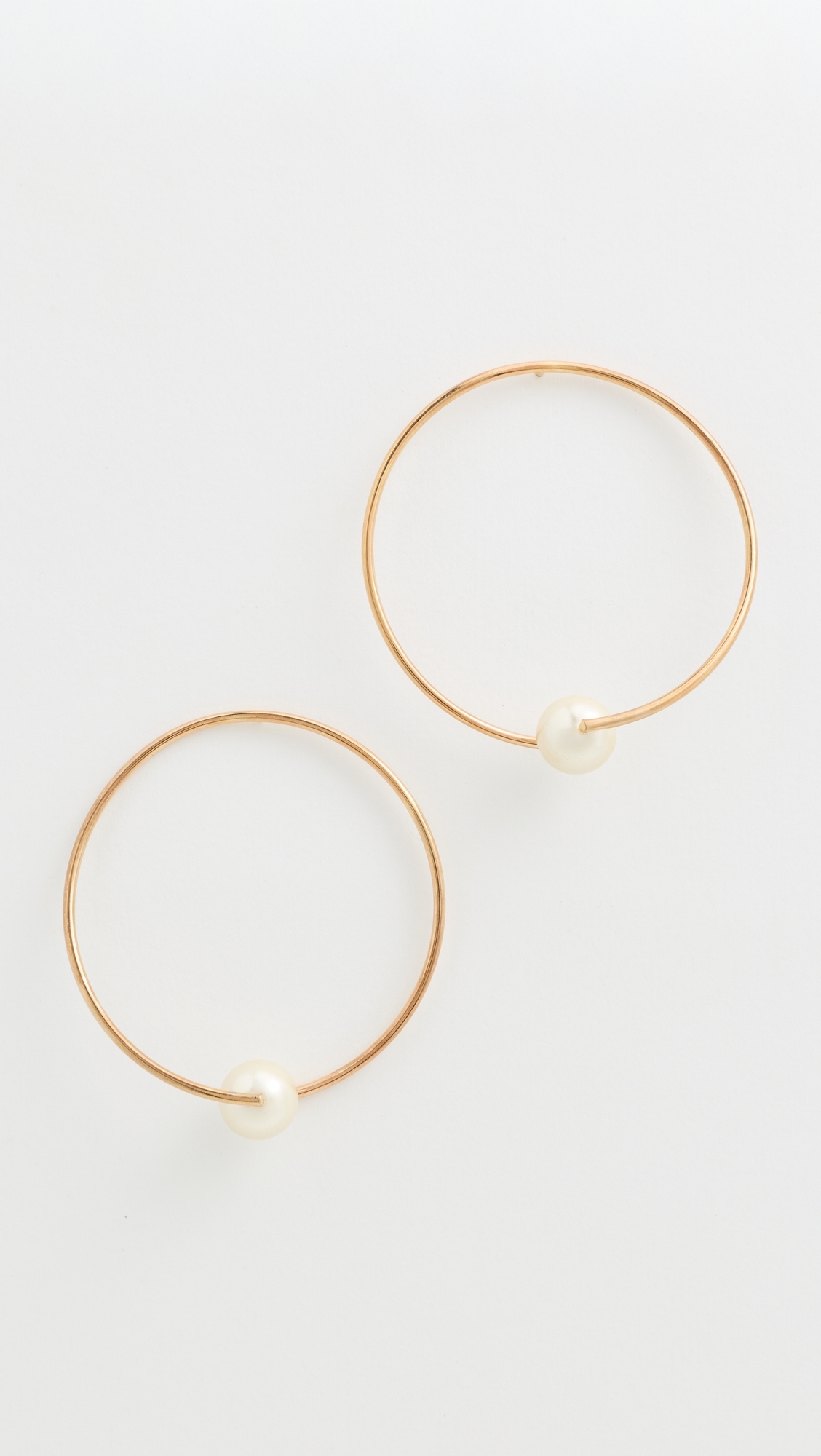 Large Pearl Circle Earrings Yellow Gold One Size