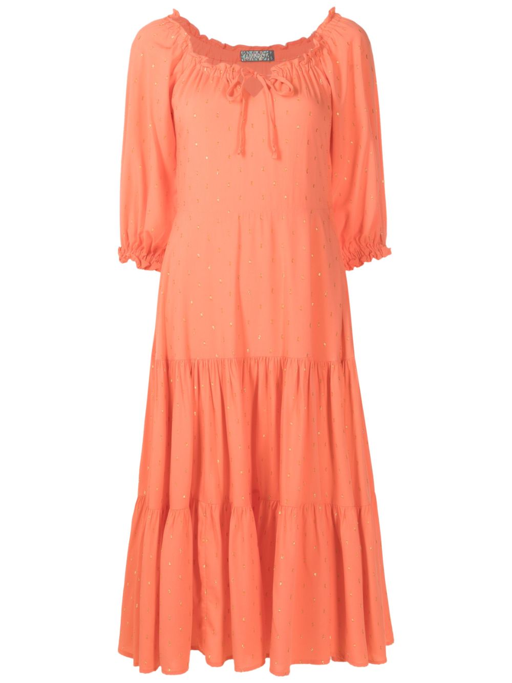 Lurex-detail midi dress - Orange