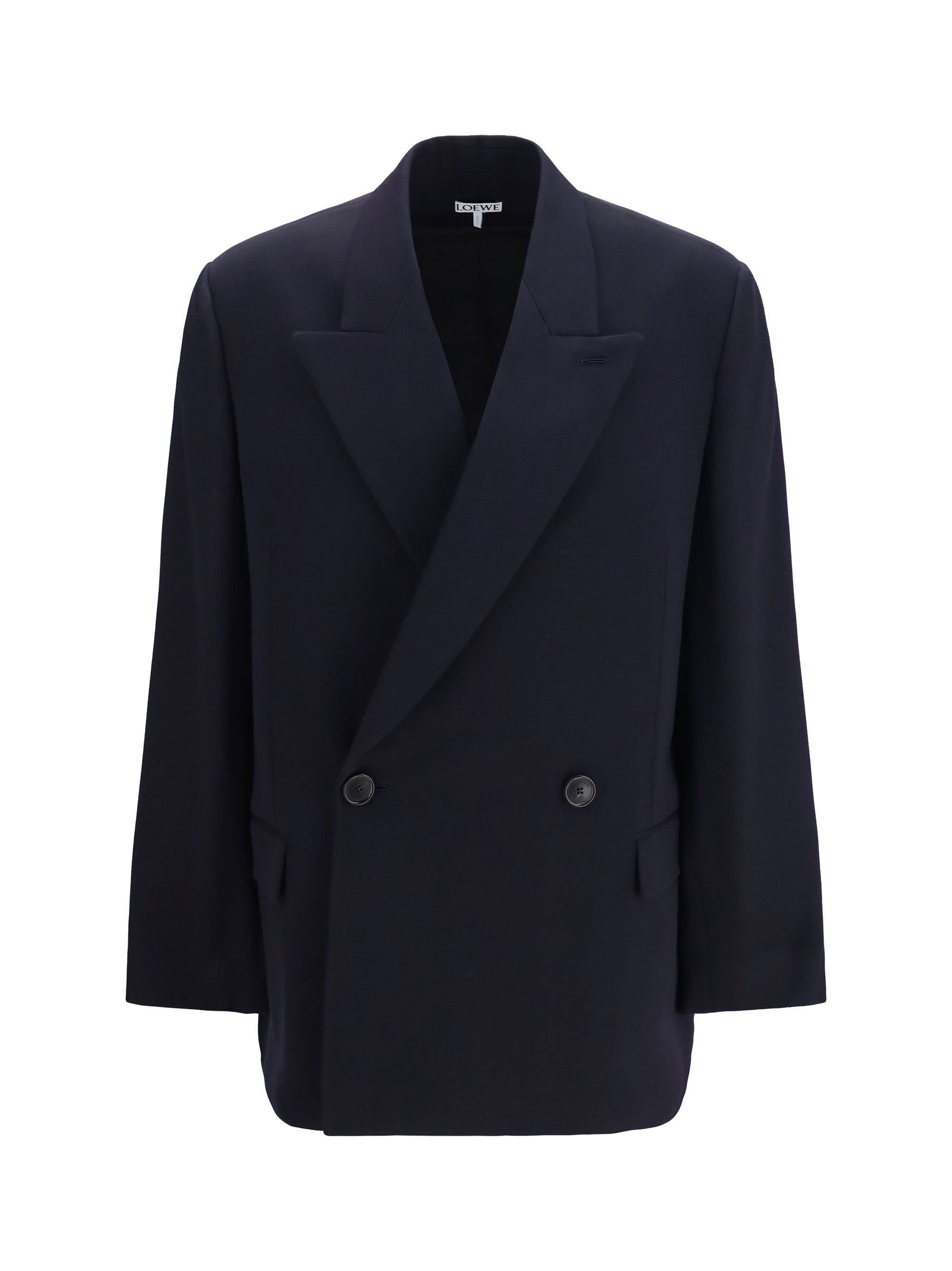 Double-Breasted Merino Wool Blazer — Navy