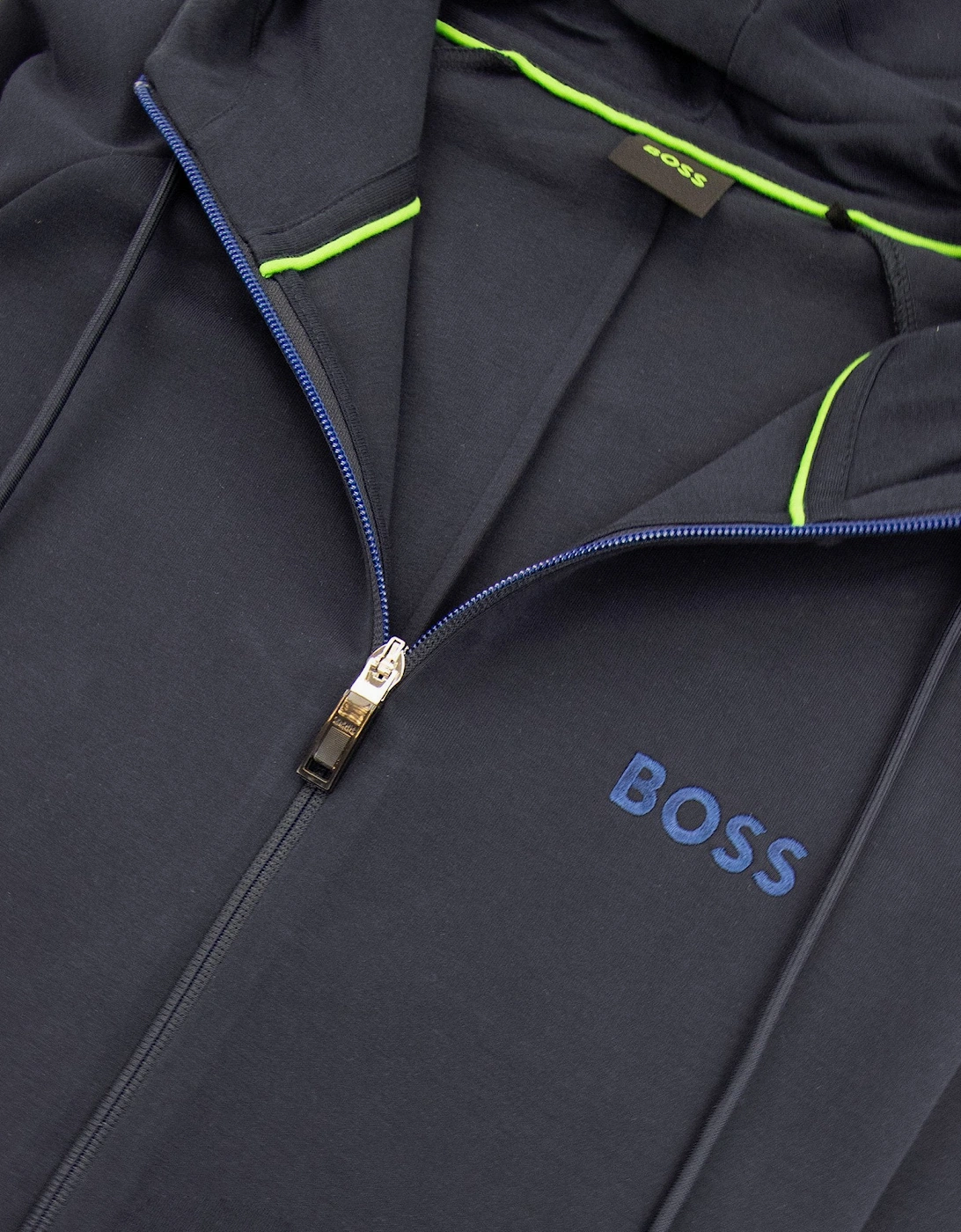 Men's Hugo Boss Saggy 1 Embroidered Logo Zip Up Hoodie Navy 402 - Black - : 40/Regular