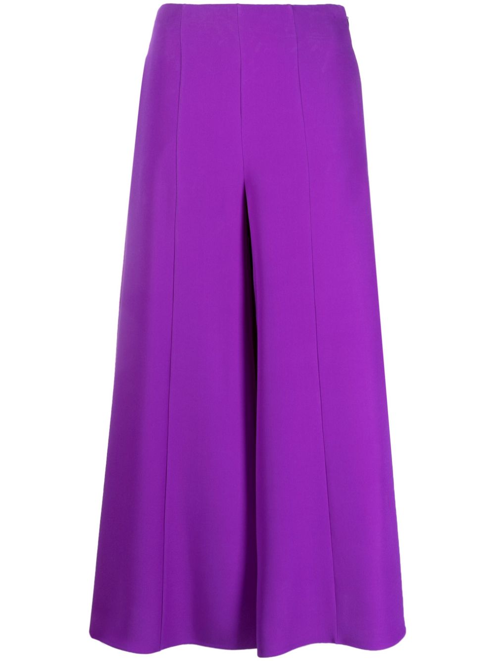 Cropped flared silk trousers - Purple