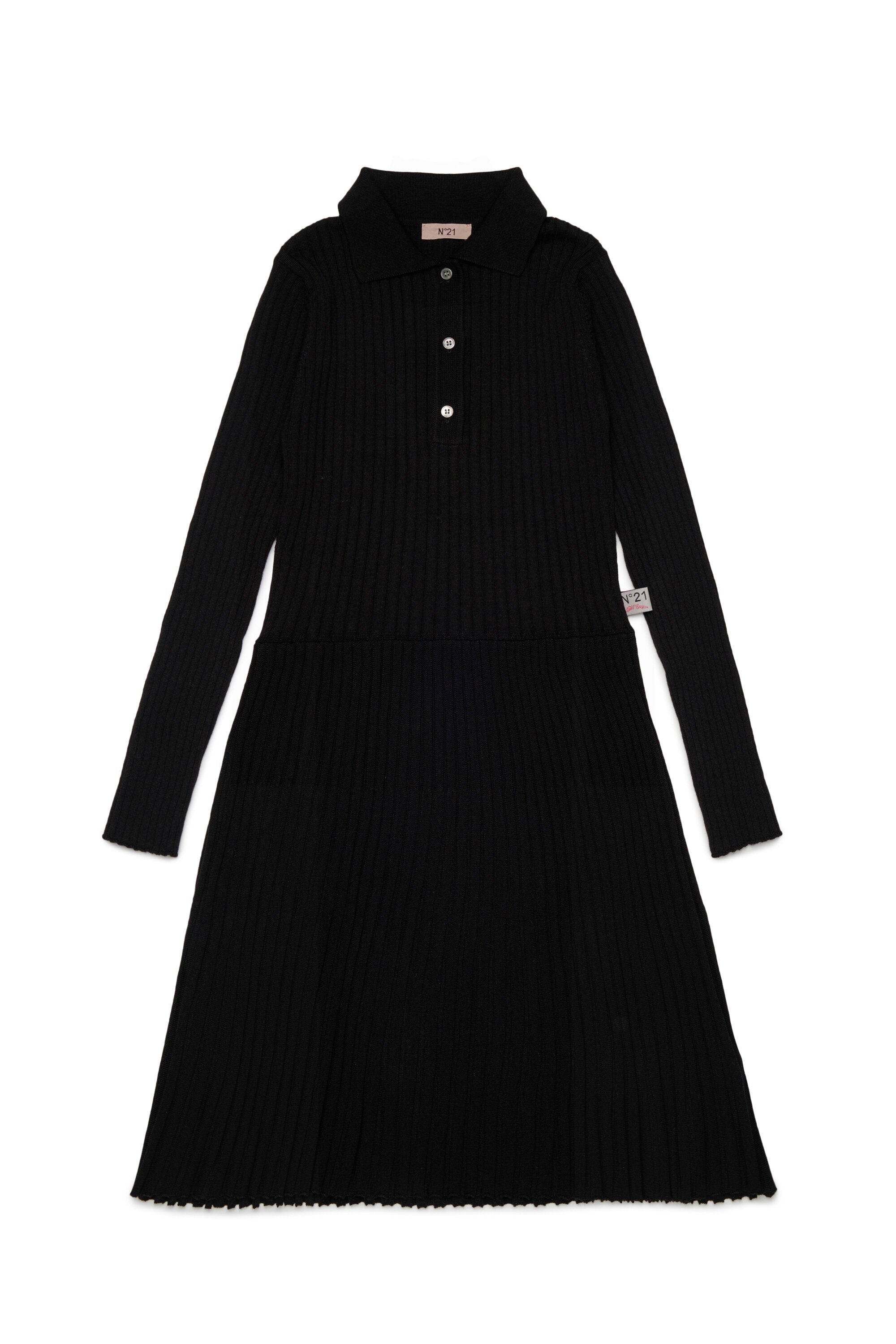 For Kids - Abito polo in maglia a costine - Noir