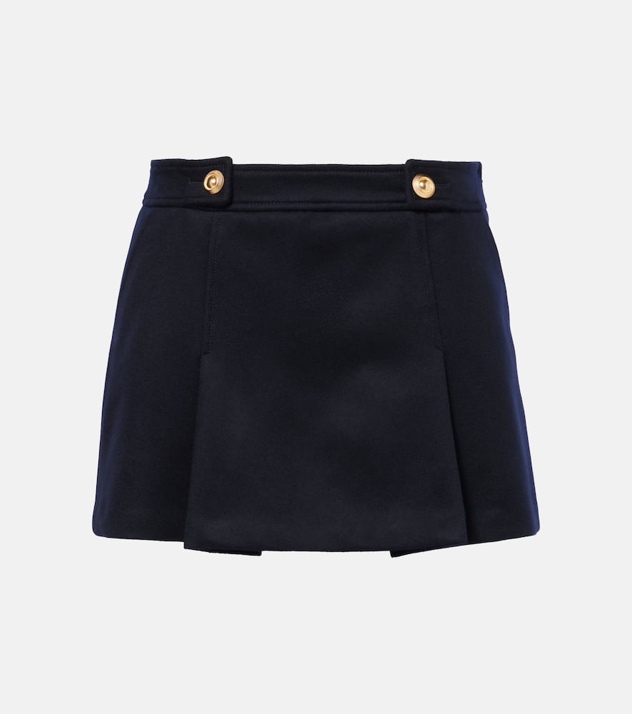 Pleated wool and cashmere miniskirt