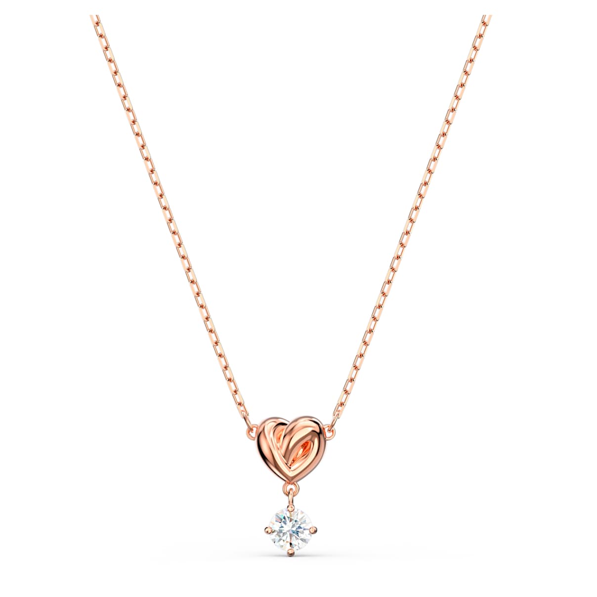 Lifelong Heart pendant, White, Rose gold-tone plated