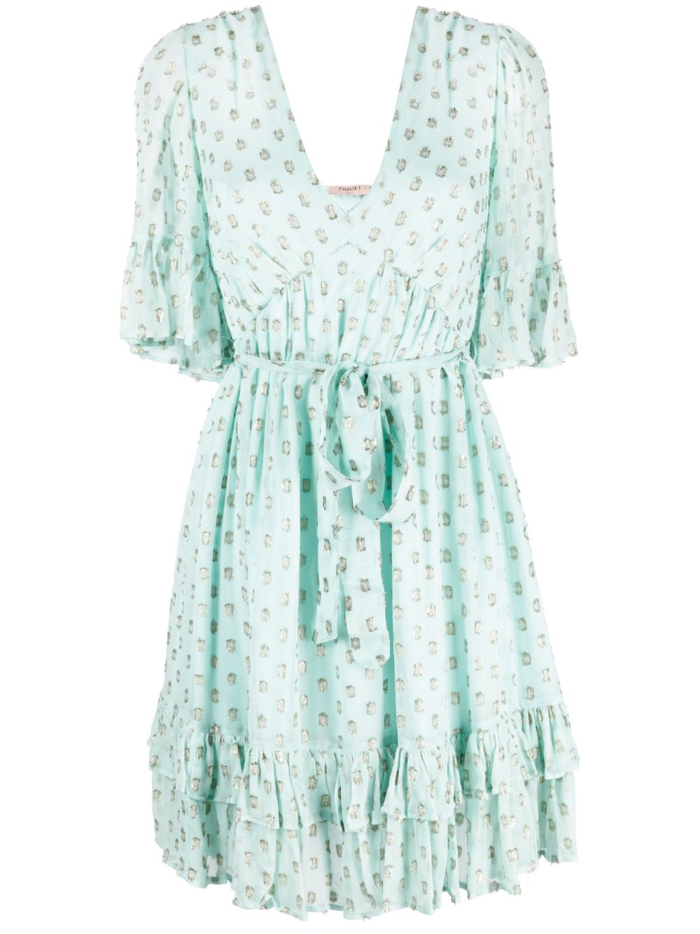 Tiered fil-coupé minidress - Pink