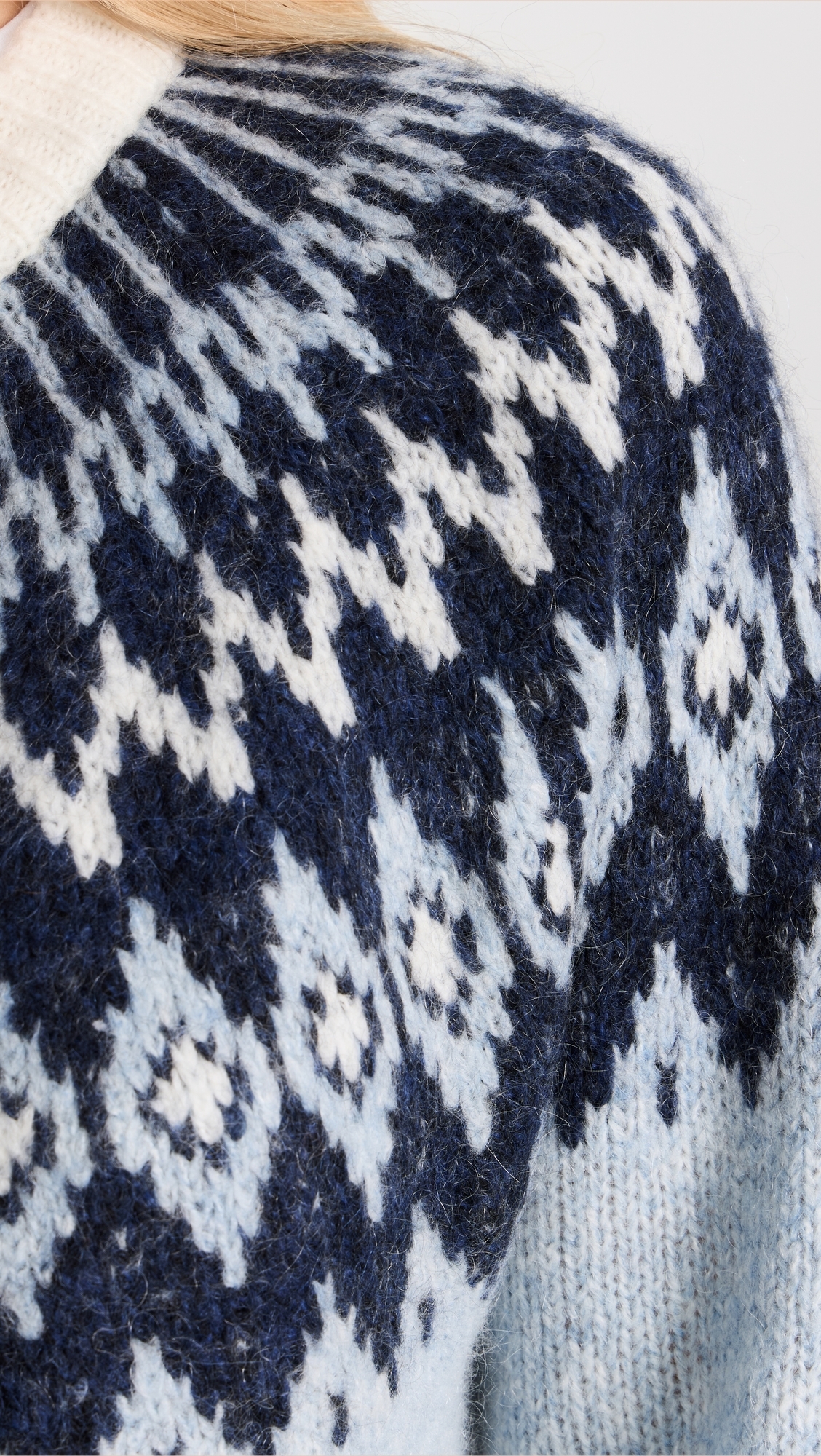 Ashwood Fair Isle Cardigan Frosty Blue Combo