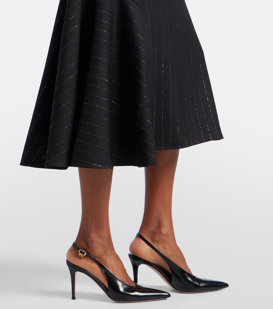 Pinstripe wool midi skirt