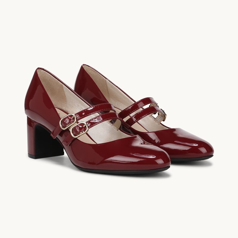 Stride True Mary Jane Pump Shoes Dark Cherry Patent Leather