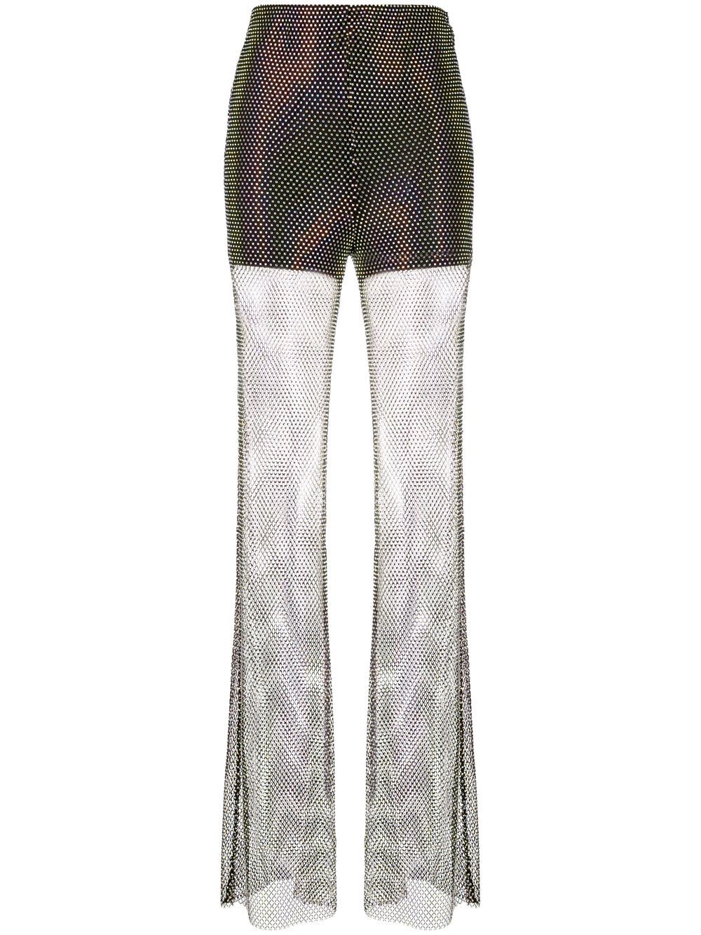 Crystal-embellished sheer trousers - Black
