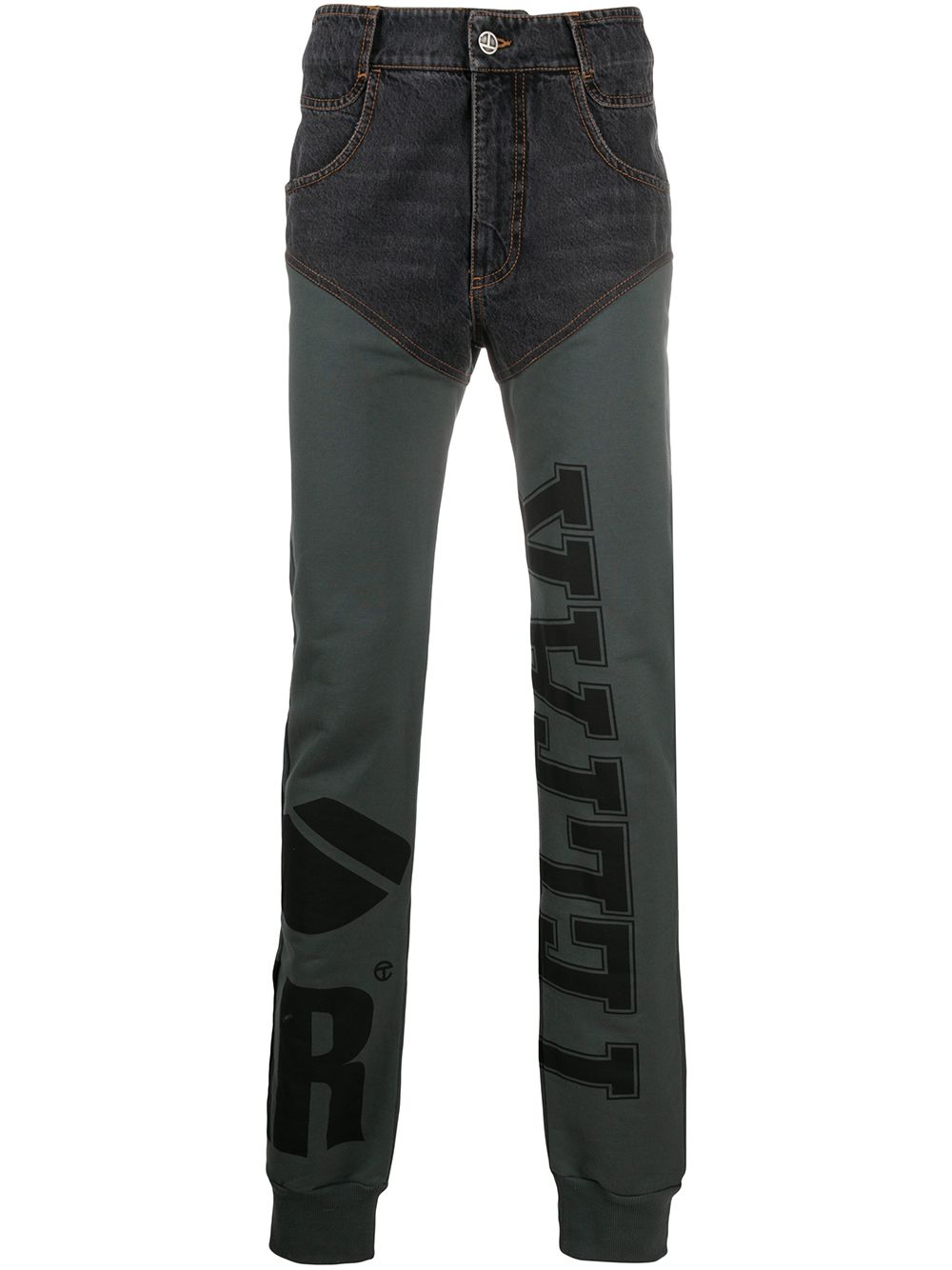 Panelled logo-print trousers - Black
