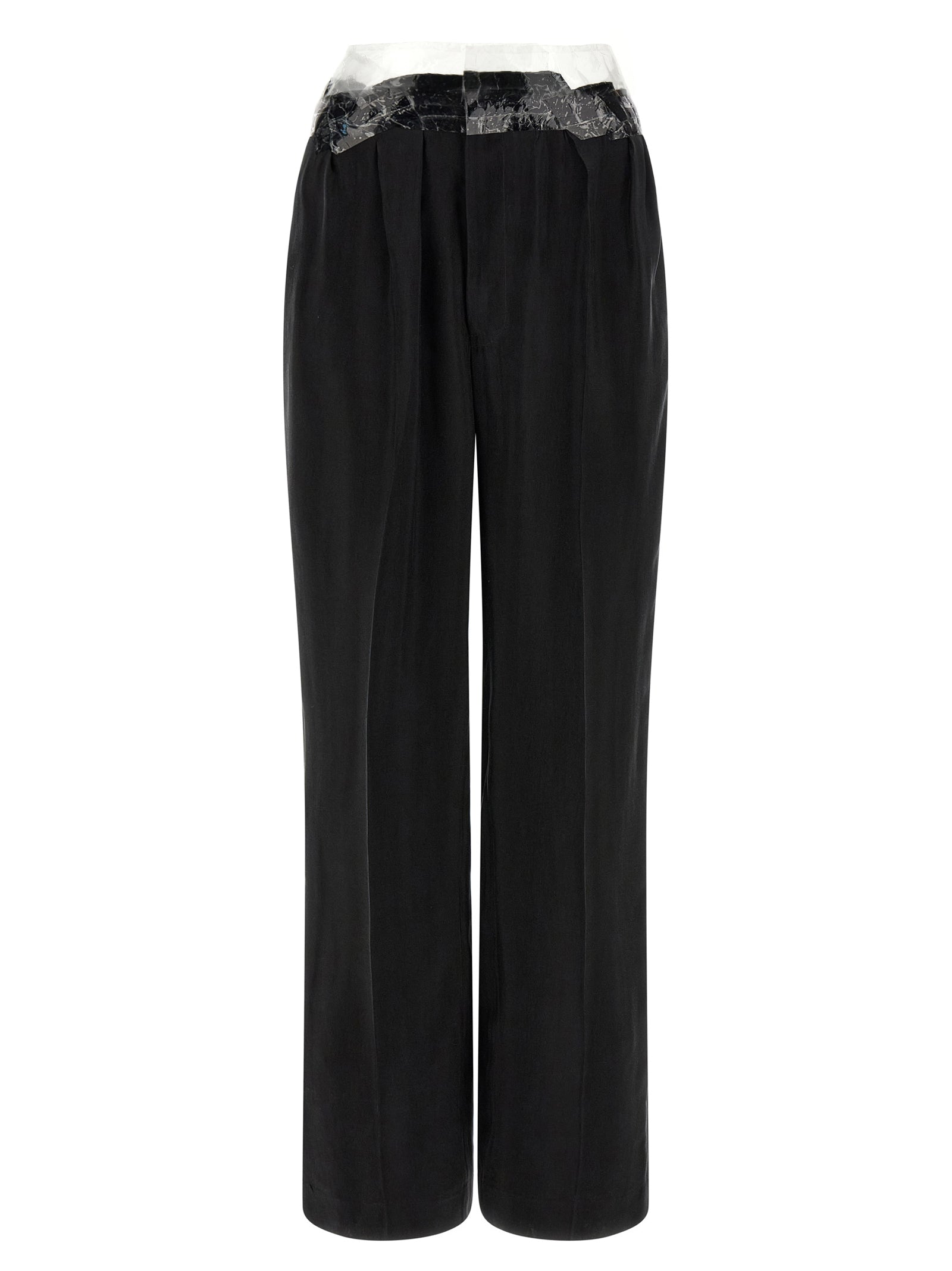 Taped Cupro Trousers — Black