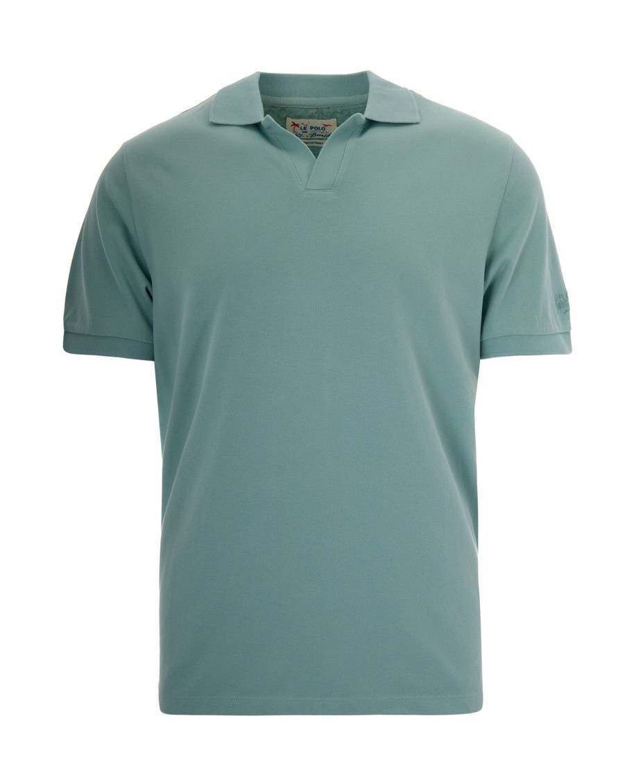 Green Solid Shirt Collar Polo